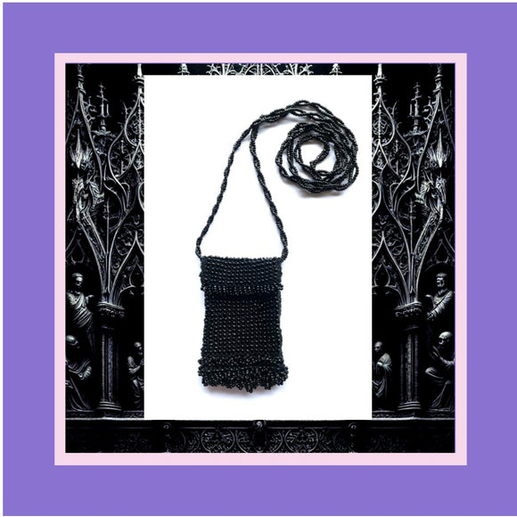 Black beaded bags bead knitting with seed beads - Charlotte and Grace