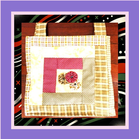 Sew and Bead Bags log cabin design with pin wheel flowers