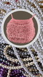 Miniature Beaded Bag Collection showcases Grace's Handmade Knit & Bead Money Bag Necklace Dusty Pink - Charlotte and Grace