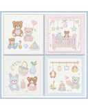 Set of baby-themed wall stickers with teddy bears and nursery elements on a white background.