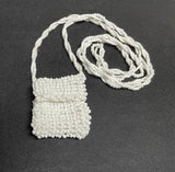 Beaded Bag Necklace White Miniature Beaded Bag Collection Small Necklaces - Charlotte and Grace