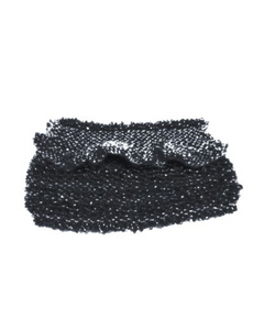 Black textured bead knitted clutch bag on a white background