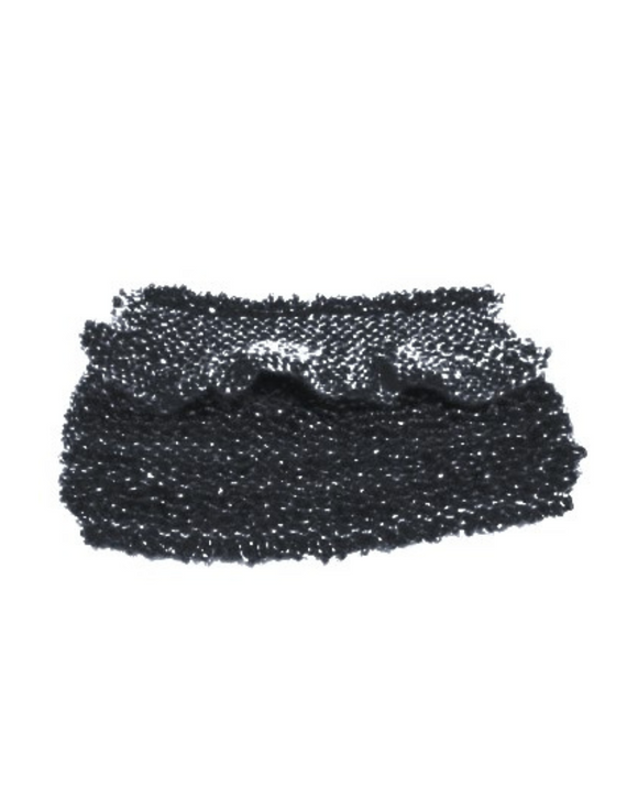 Black textured bead knitted clutch bag on a white background