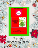 Bead knitting kit with Christmas-themed decorations on a white background