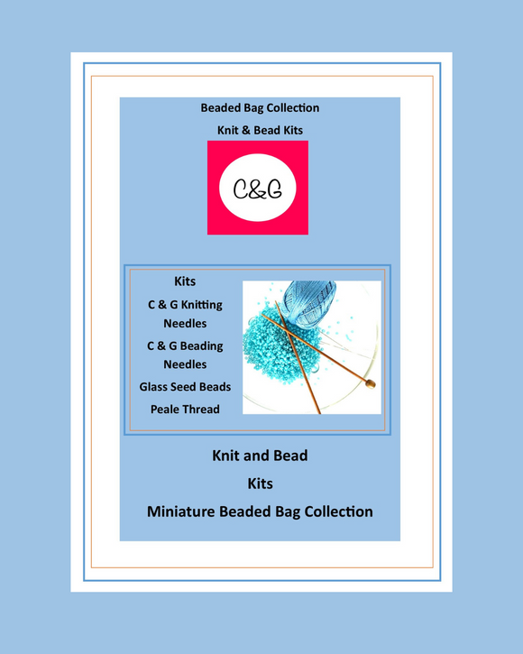 Advertisement for C&G Knitting and Beading Kits on a light blue background