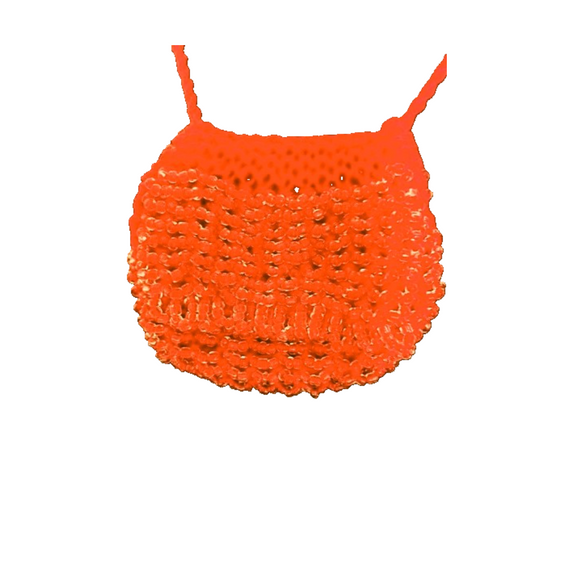 Miniature Beaded Bag Collection Grant's Handmade Knit & Bead Money Bag - Orange - Charlotte and Grace