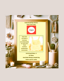 Framed knitting and beading pattern book with decorative items on a table.