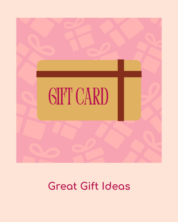 Gift card design on a pink background with gift box pattern with 