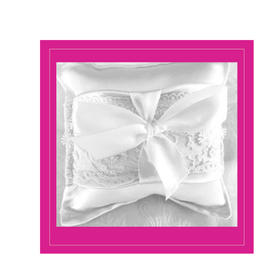 Wedding Ring Pillow satin pillow with lace beads and a bow - Charlotte and Grace