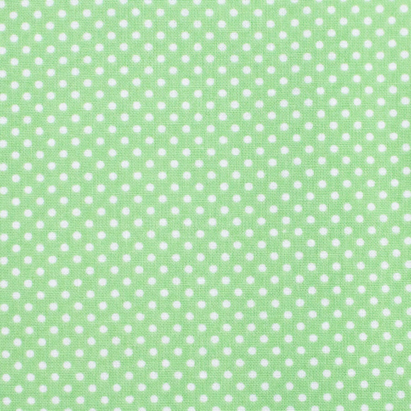 Green  Gutermann fabric with white polka dots