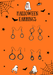 Halloween Earrings Sets of silver hoops
