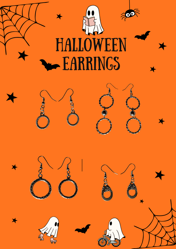 Halloween Earrings Sets of silver hoops