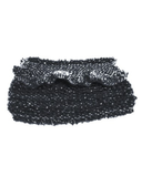 Black textured beaded clutch purse on a white background