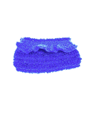 Blue beaded purse on a white background