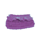 Purple textured beaded clutch bag on a white background