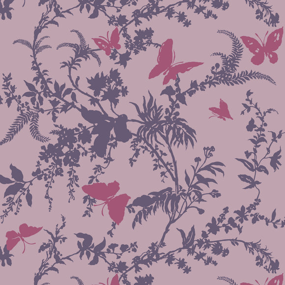 Butterfly and floral pattern on a pink background