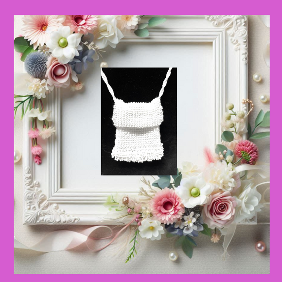 White Wedding Day Personalised Beaded Bag Necklace classic classy - Charlotte and Grace