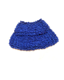 Blue beaded clutch bag on a white background