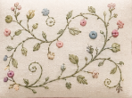 Decorative floral pattern on a beige background hand embroidery for quilts, pillows, wall hangings