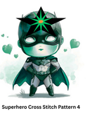 Superhero character with green mask and cape on a light green background