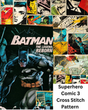 Collage of superhero comic book panels with 'Batman: The Legend Reborn' cover.