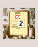 Framed pattern kit with C&G logo and a chocolate brown beaded bag and candles on a decorative background