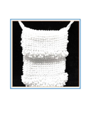 White bead knitted necklace on a black and white background