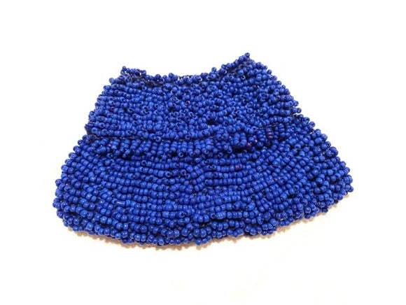 Super Mini Clutch Bag Hand knitted and Beaded Gift bag - Blue - Charlotte and Grace